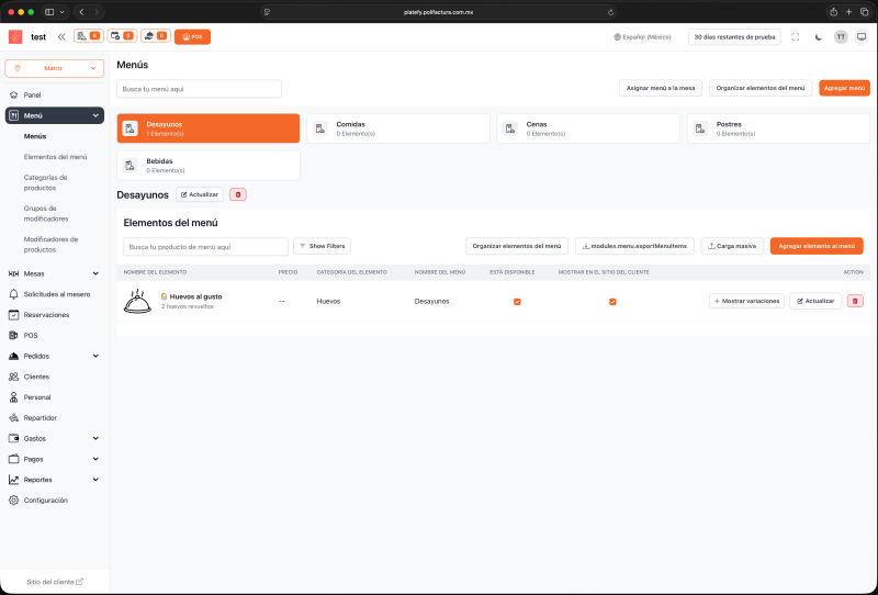 Gestión de menús sin esfuerzo